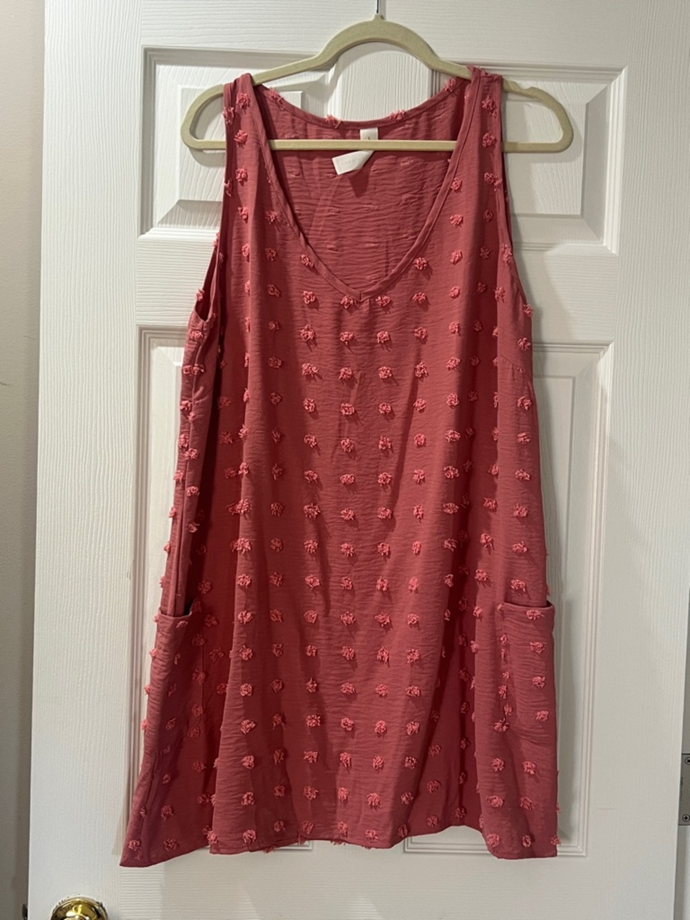 Sleeveless Rose Pink Textured Pocket Tunic